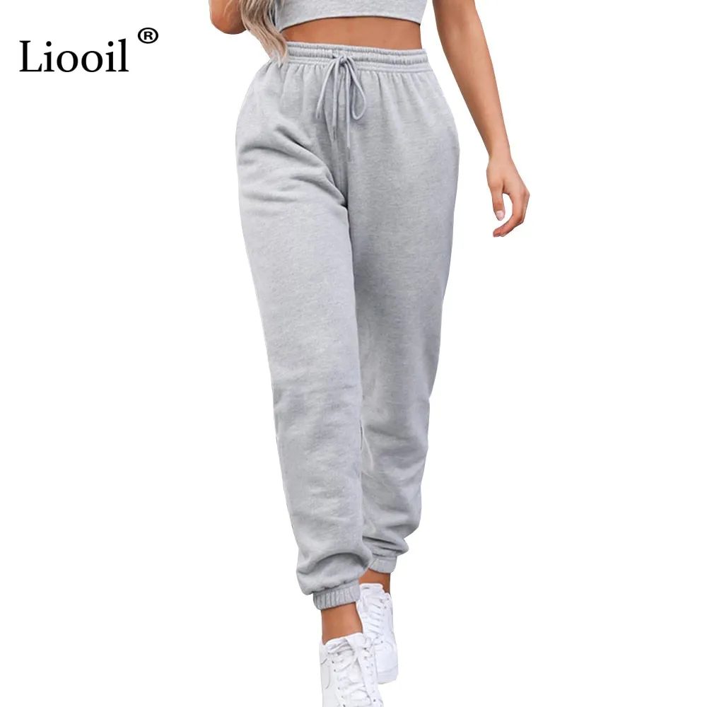 2021 Sexy High Waist Loose Fleece Sweatpants With Pocket Sizes S - L