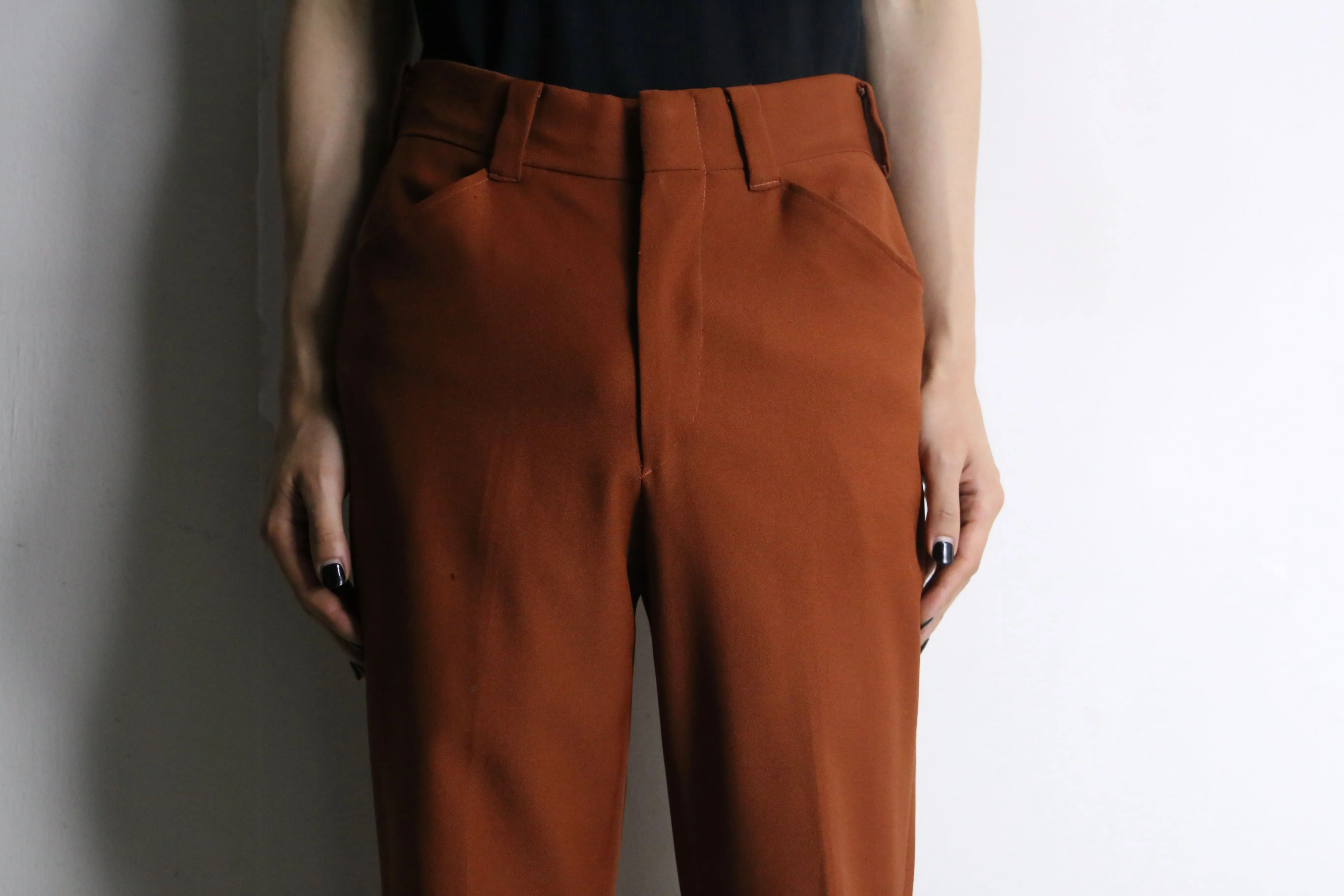 70’s brown color straight flare pants