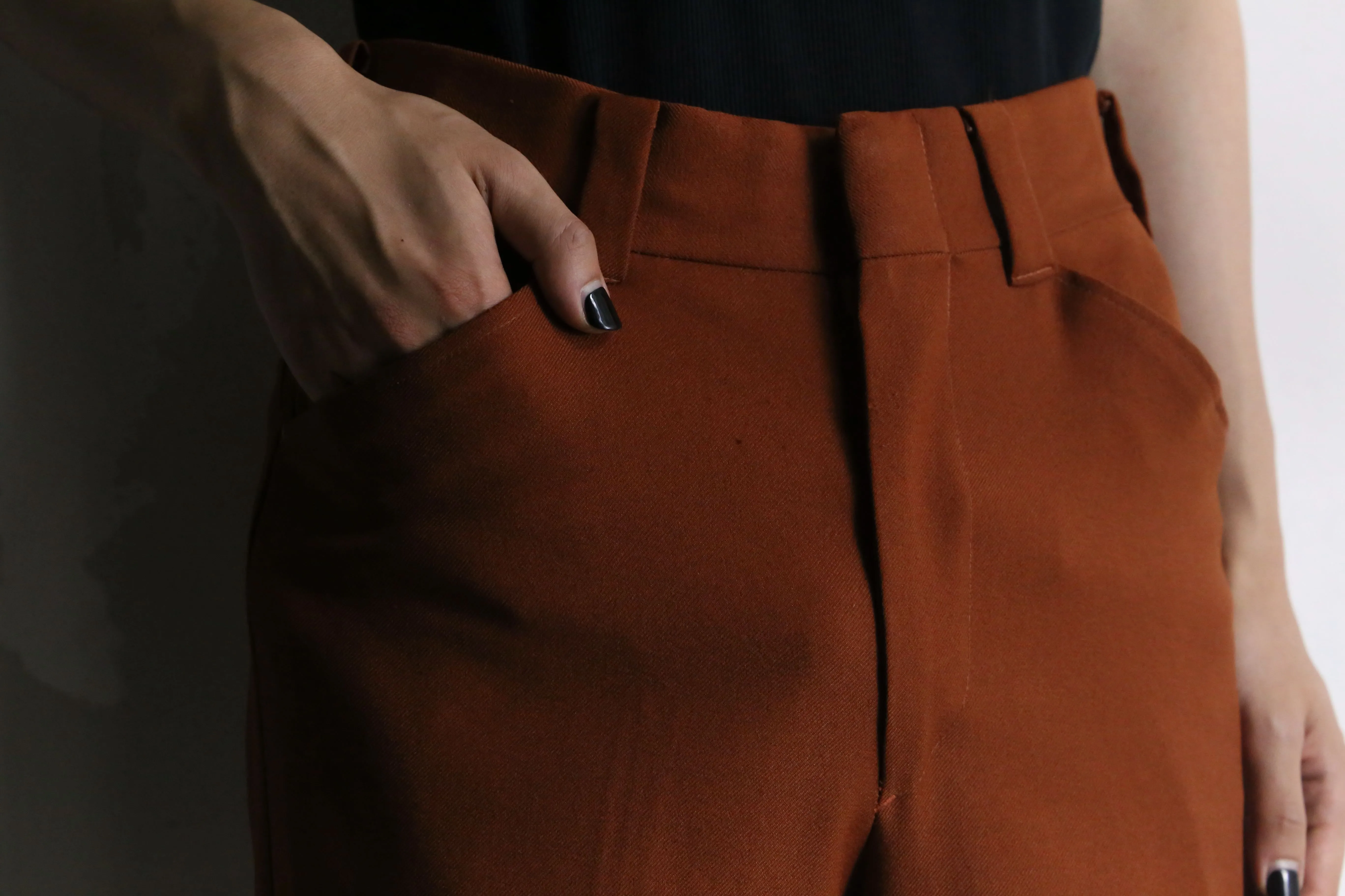 70’s brown color straight flare pants