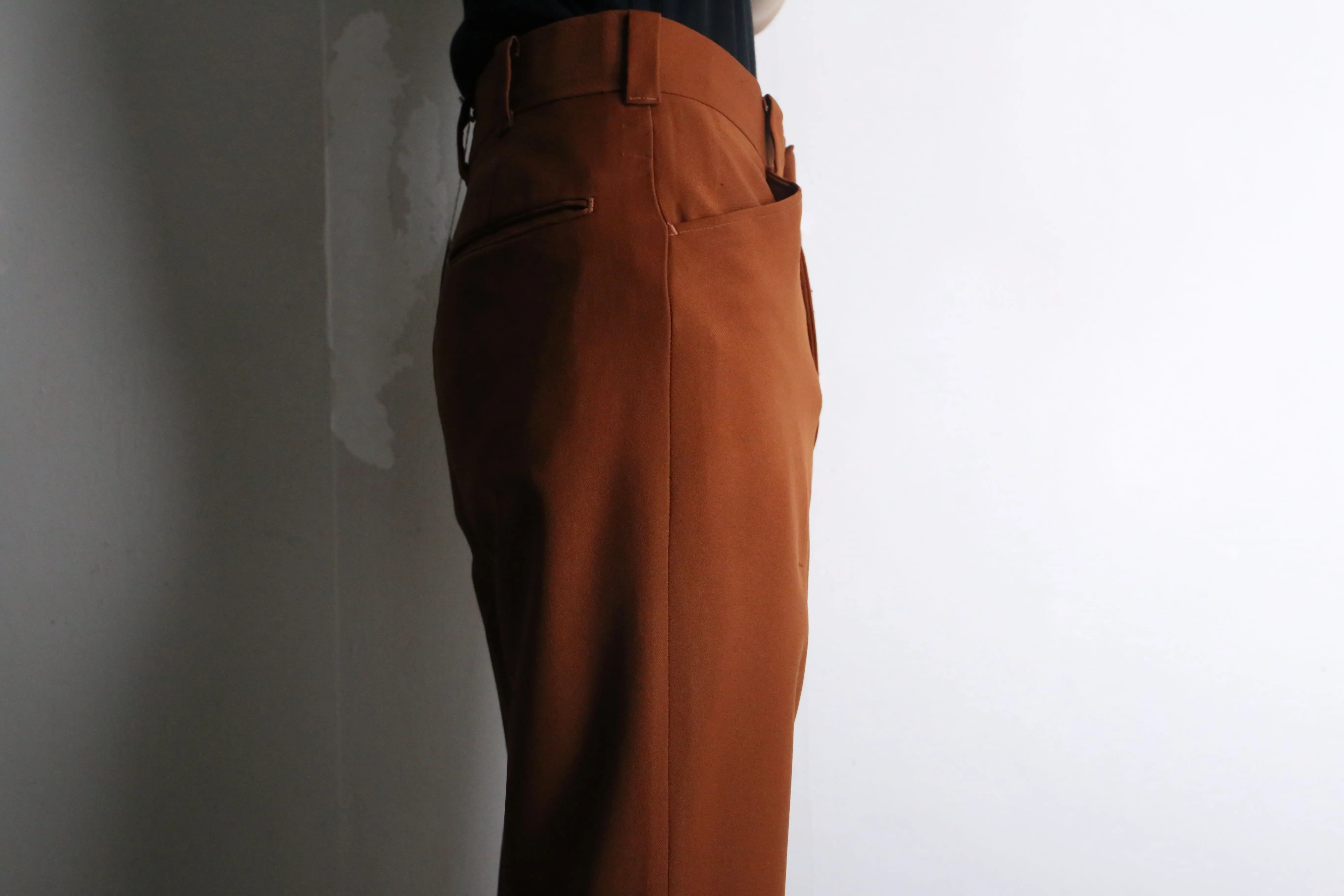 70’s brown color straight flare pants