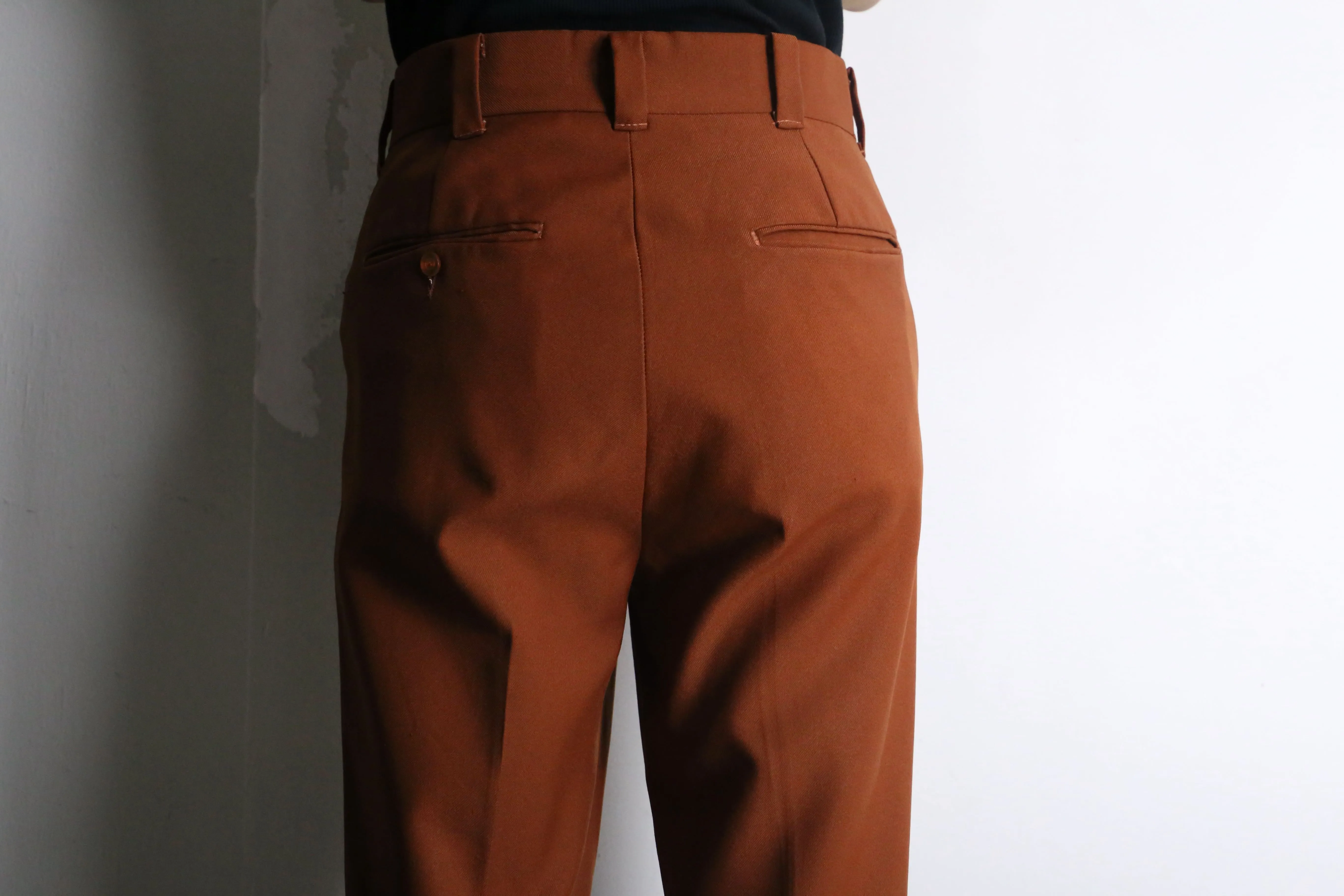70’s brown color straight flare pants