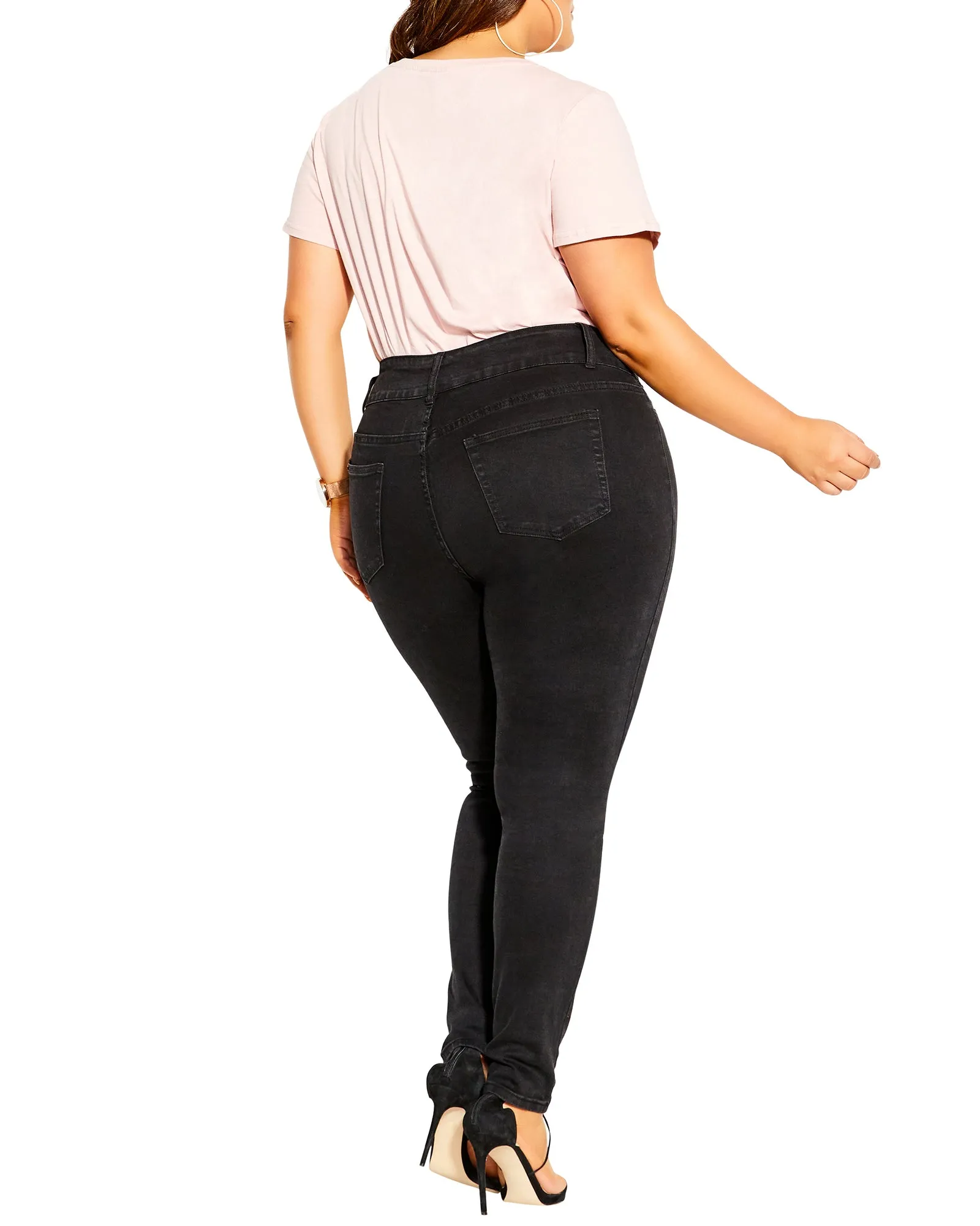 Ali Zip Front Rocker Jean | Black