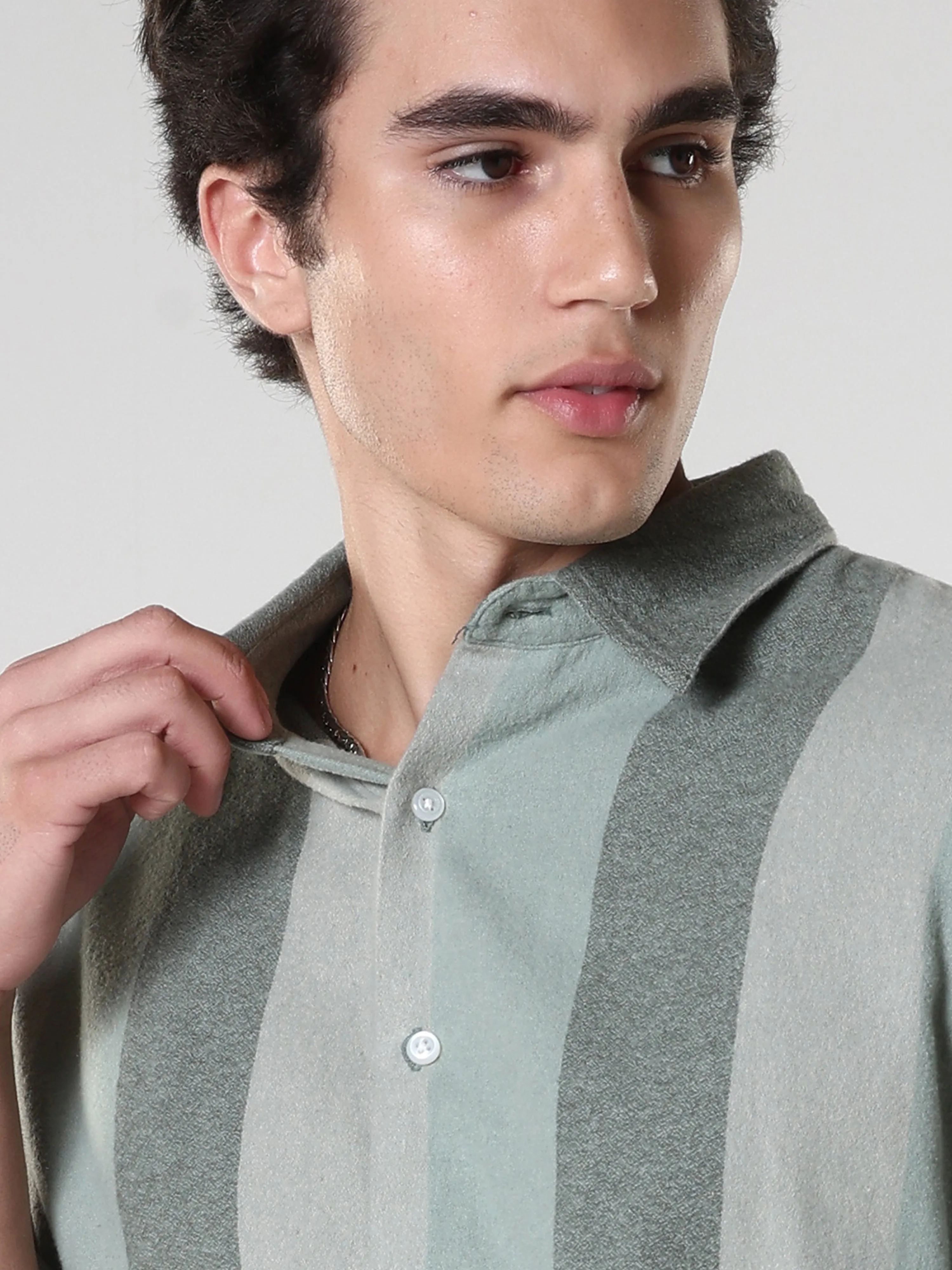 Ambuel - Striped Regular Shirt - Green
