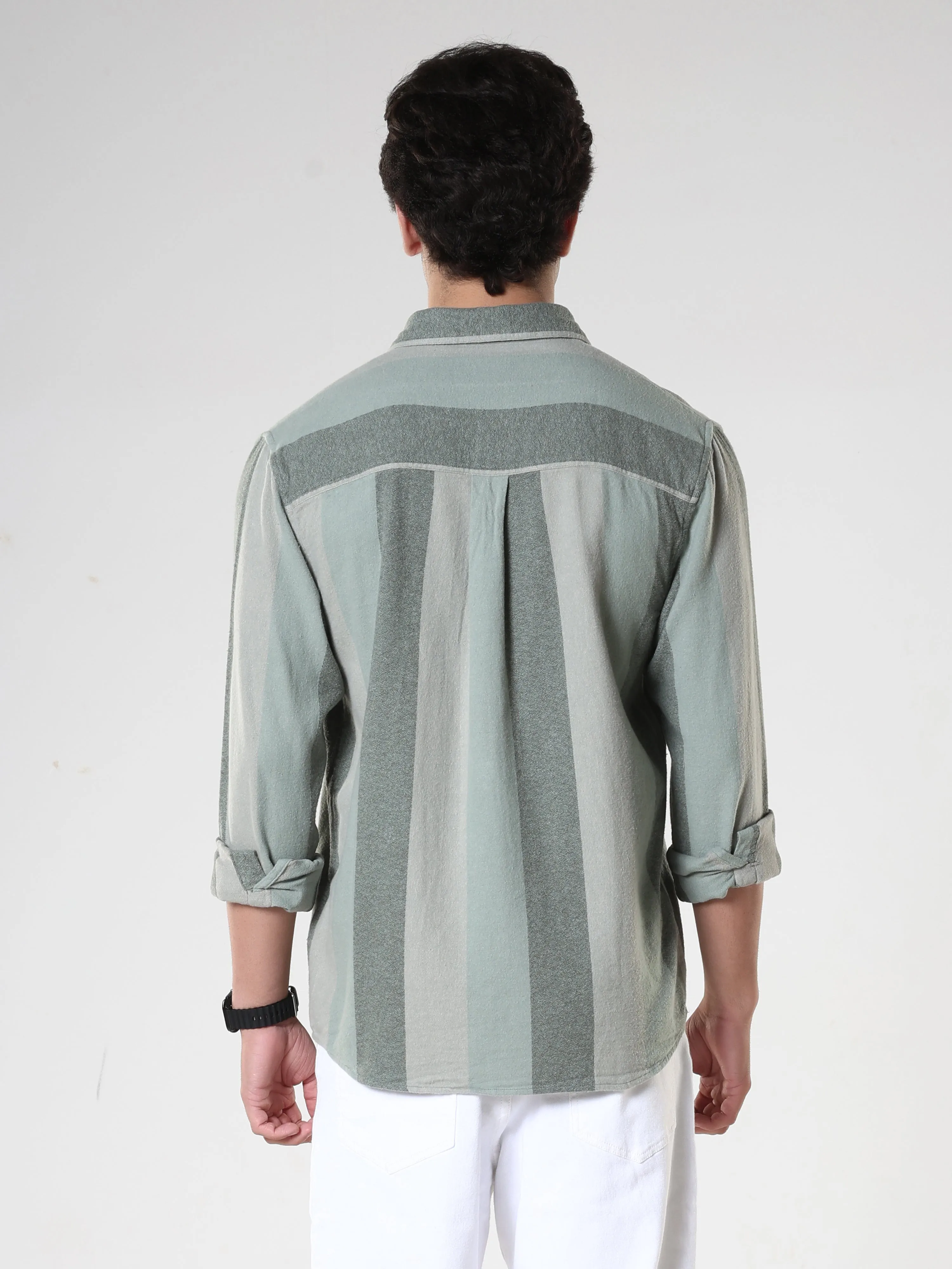 Ambuel - Striped Regular Shirt - Green