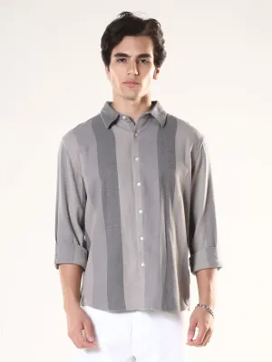 Ambuel - Striped Regular Shirt - Grey