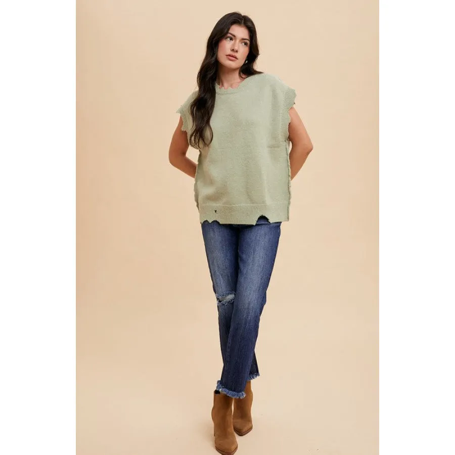 Annie Wear Distressed Raw Hem Straight Leg Cropped Jeans