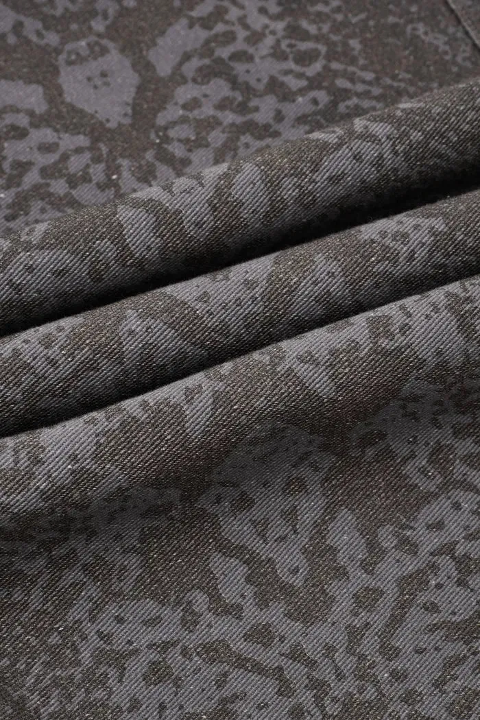 Antonia Snake Scale Printed Jeans in Washed Cotton Denim