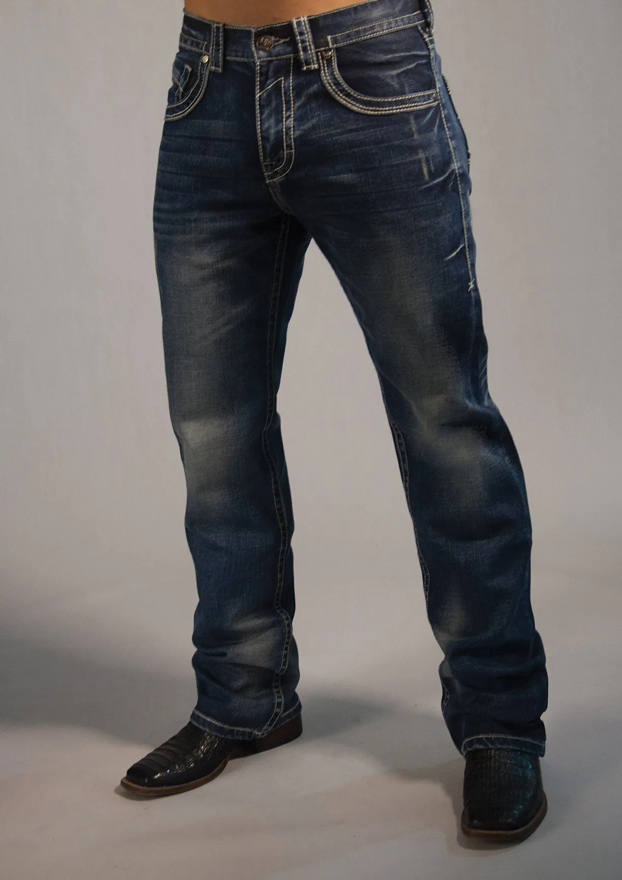 B Tuff Mens Blue Cotton Denim Jeans Strong Faded Torque 38 LG