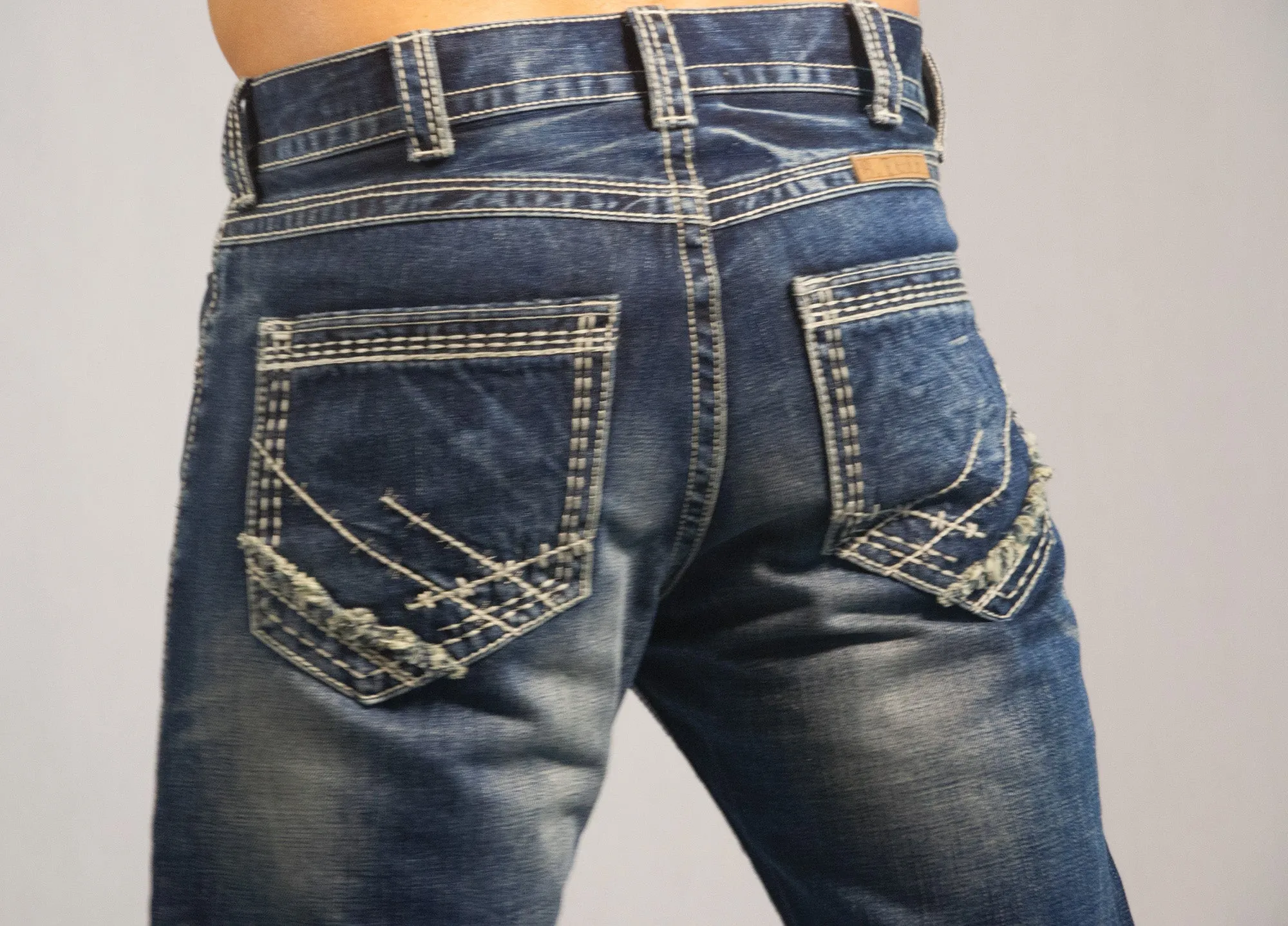 B Tuff Mens Blue Cotton Denim Jeans Strong Faded Torque 38 LG