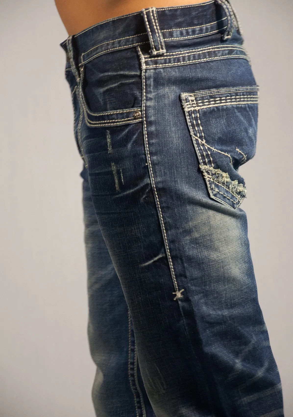 B Tuff Mens Blue Cotton Denim Jeans Strong Faded Torque 38 LG