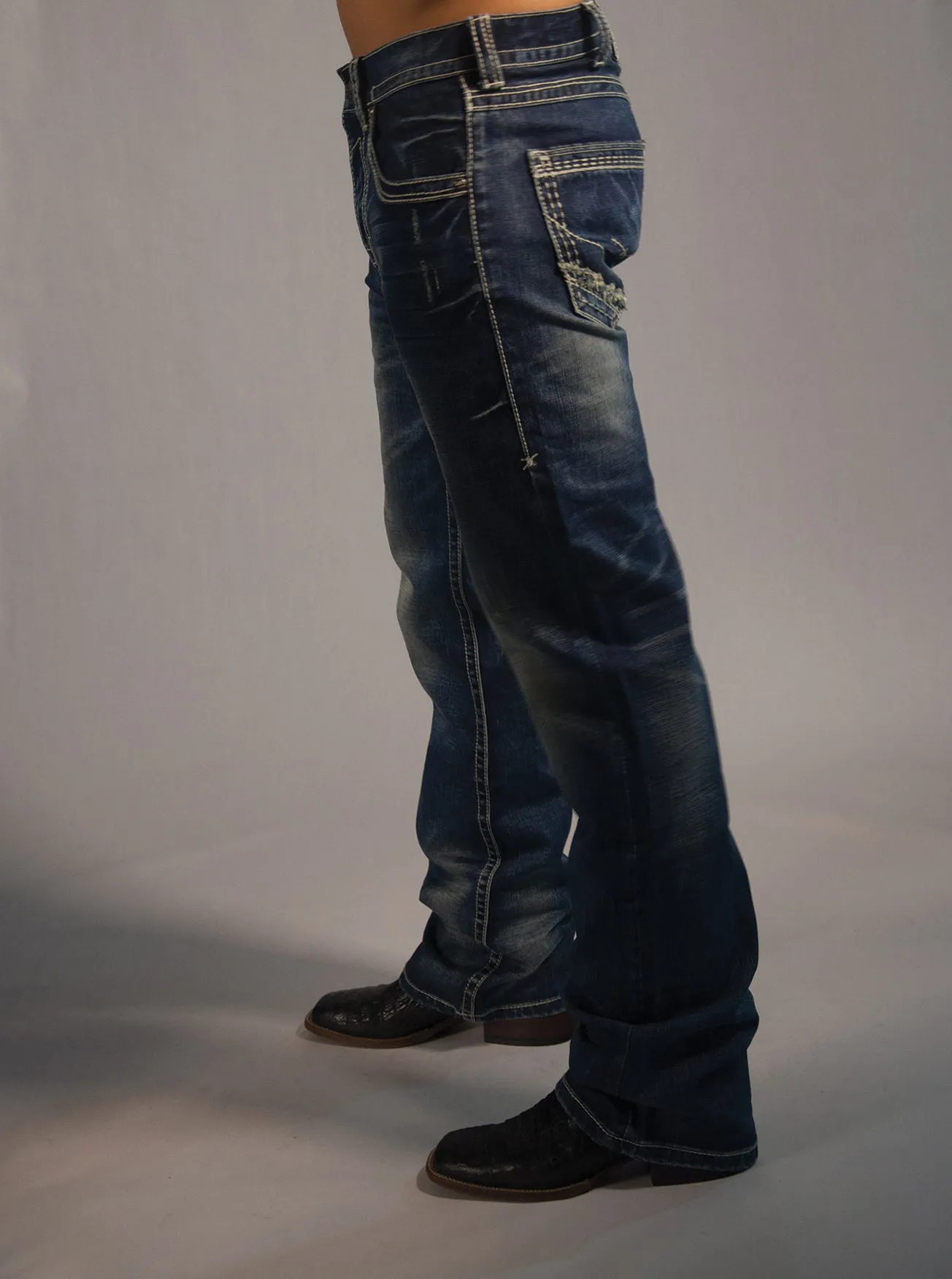 B Tuff Mens Blue Cotton Denim Jeans Strong Faded Torque 38 LG