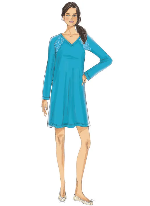 B6428 Misses' Robe, Raglan Sleeve Tops and Gown, and Pull-On Pants