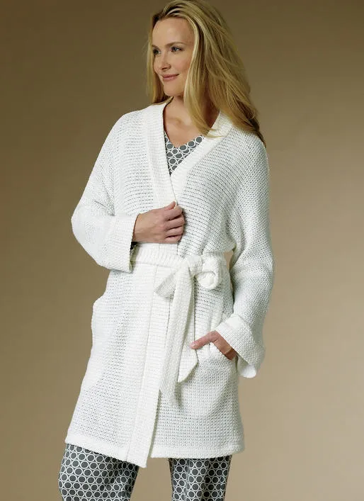 B6428 Misses' Robe, Raglan Sleeve Tops and Gown, and Pull-On Pants