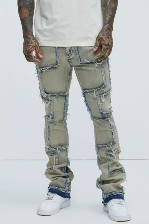 Be Square Stacked Skinny Flare Jeans - Light Blue