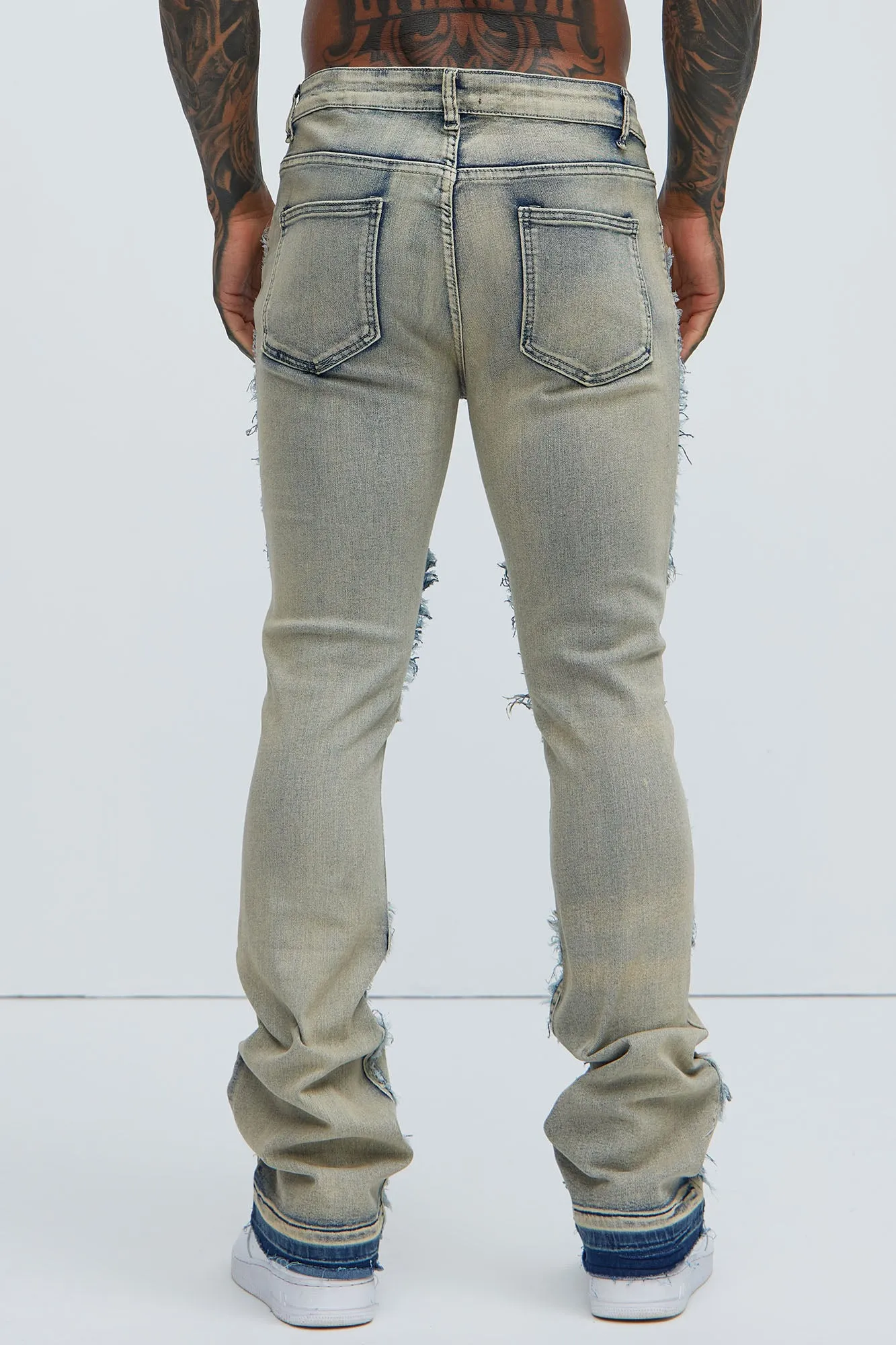 Be Square Stacked Skinny Flare Jeans - Light Blue