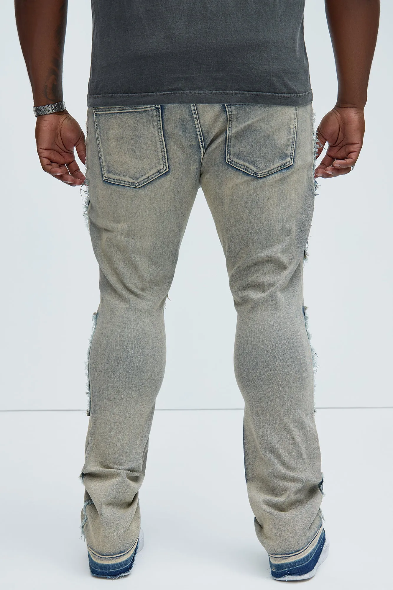 Be Square Stacked Skinny Flare Jeans - Light Blue