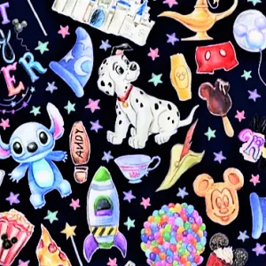 Best Day Ever Blue Mickey & Magic Kingdom Princess Friends Stitch SOFT Capri Leggings Disney rts