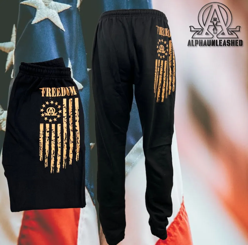 BETSY ROSS FREEDOM 1776 Black Sweatpants - Patriotic Comfort Fit Lounge Pants for American History Enthusiasts