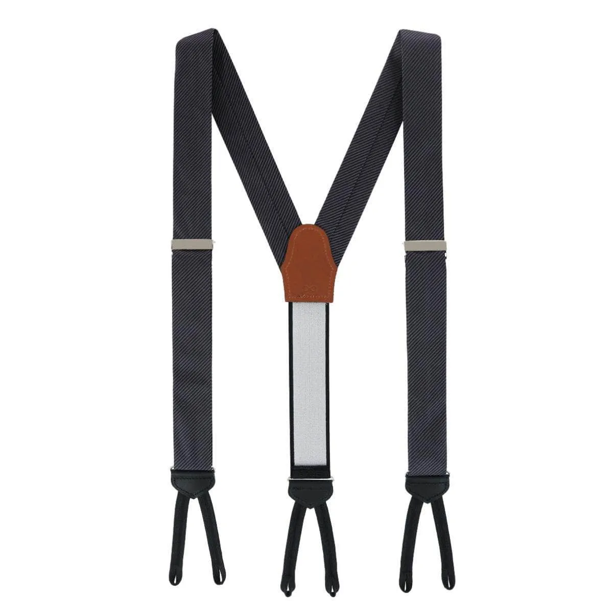 Big & Tall Leyton Diagonal Lined Tone on Tone Silk Formal End Braces