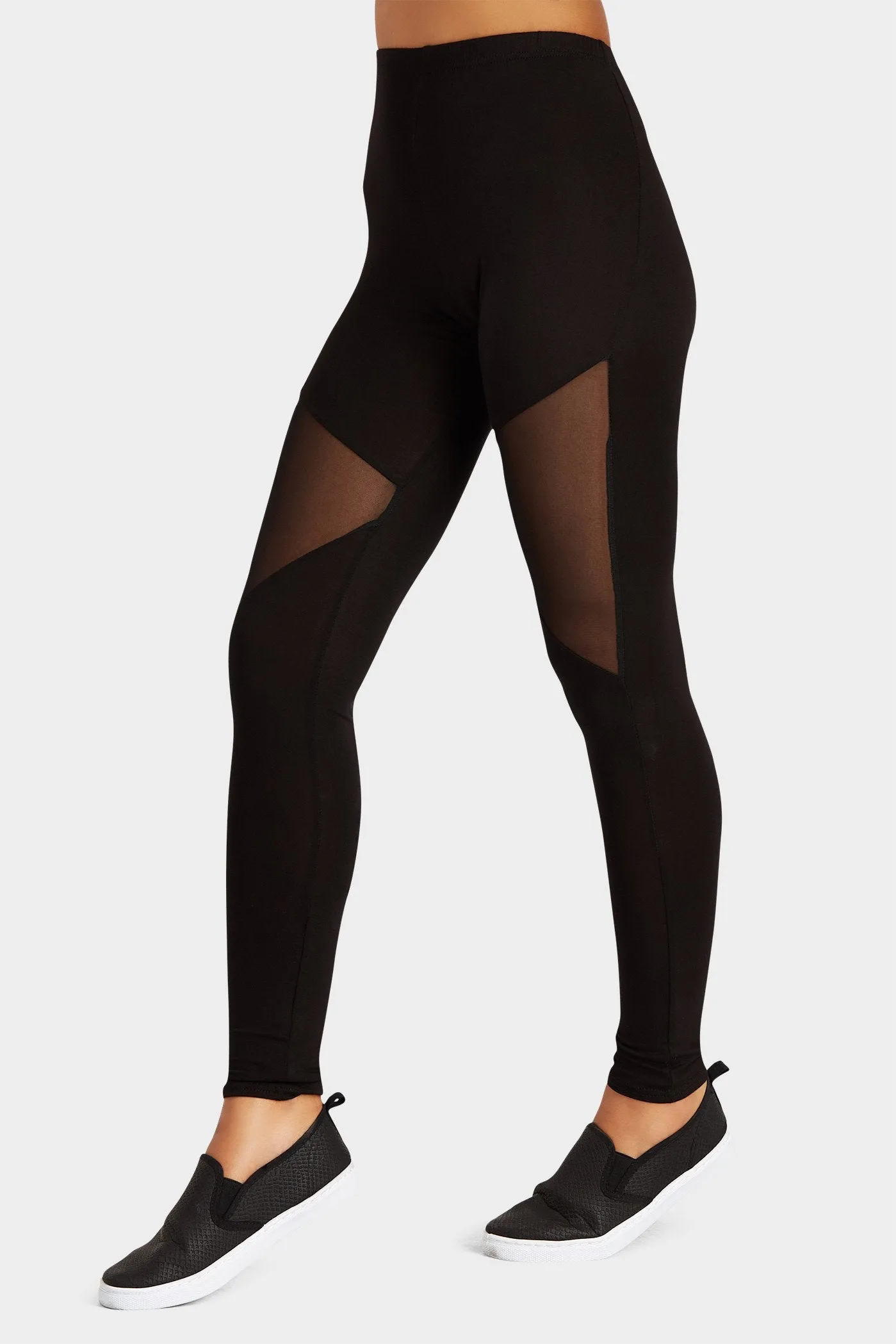 Black Mesh Panel Leggings
