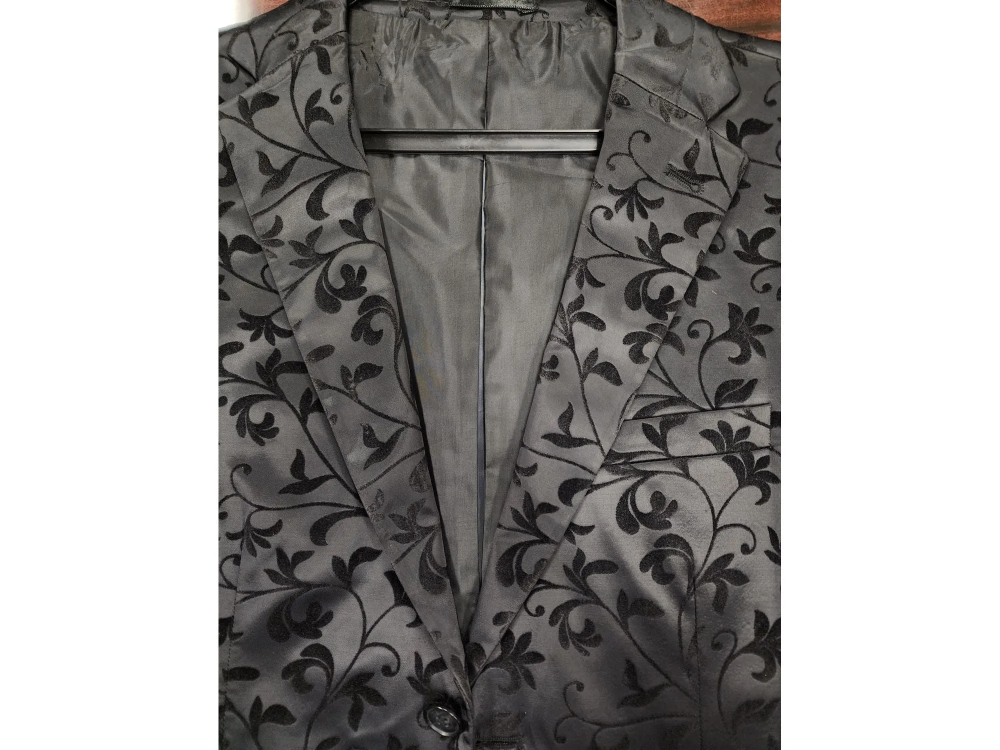 Black Tonal Floral Dinner Jacket Tuxedo Rental