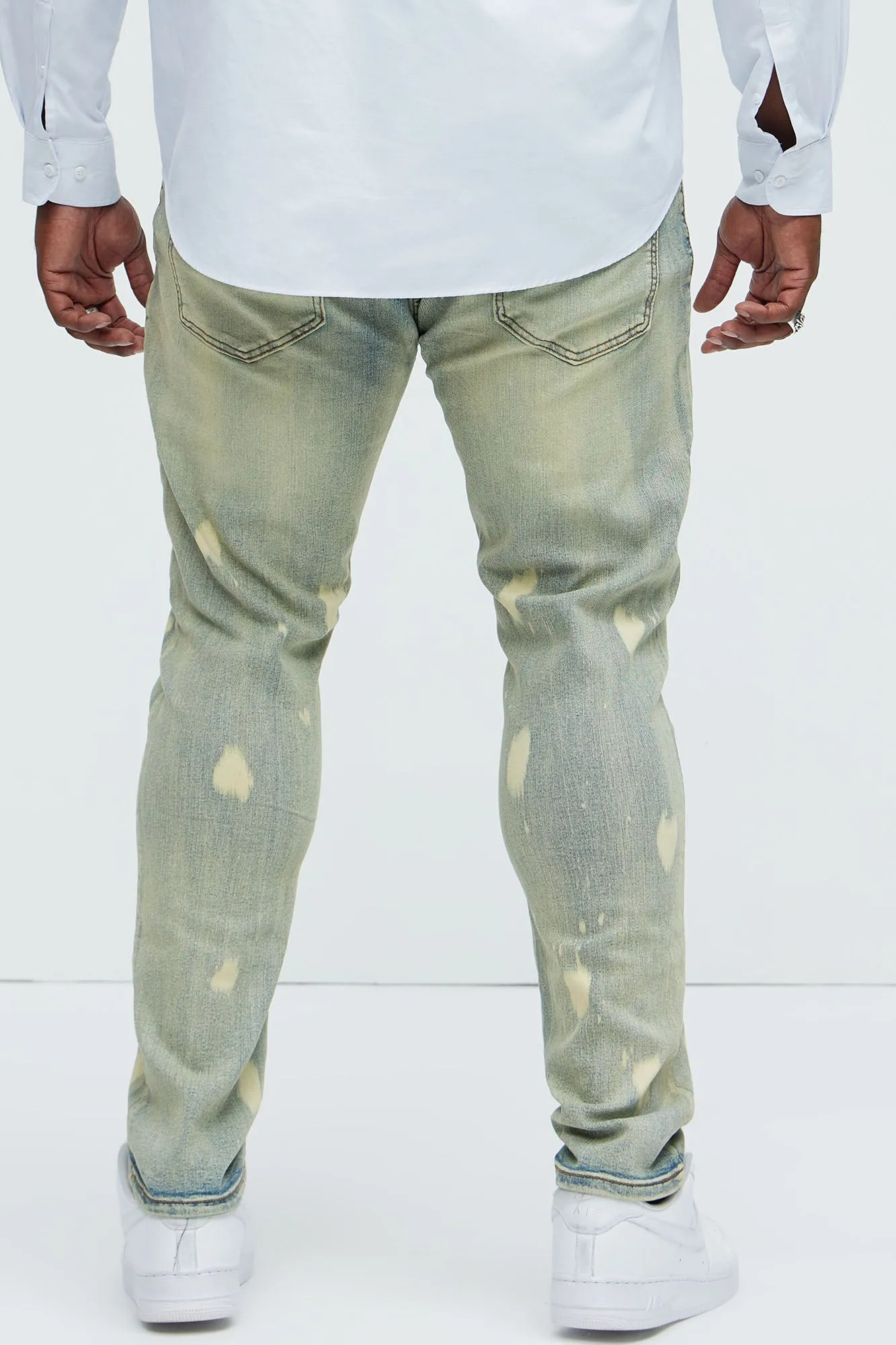 Bleach It With Fray Ripped Stacked Skinny Jeans - Vintage Blue Wash
