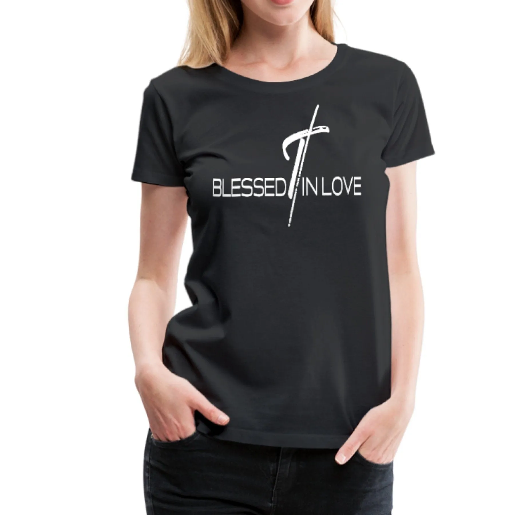 Blessed In Love Graphic Text Style Womens Classic T-Shirt