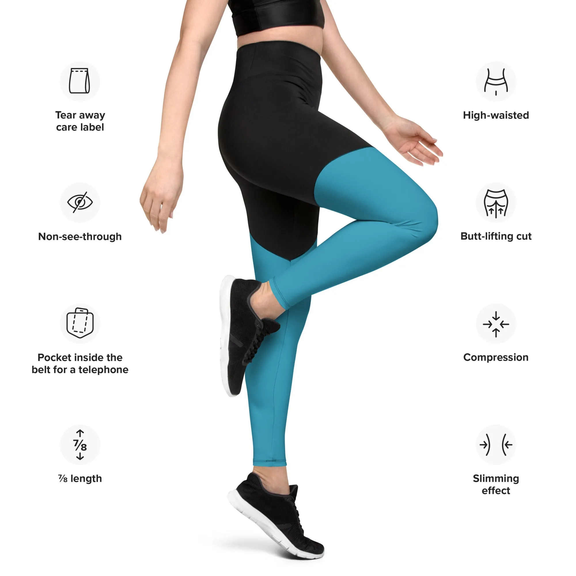 Blue Sports Leggings (Glamourange Women Sports Leggings With Design Colour)