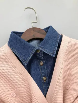 Button detail dickey jeans  collar