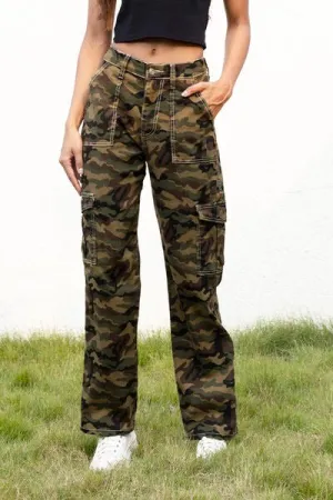 Camo Utility Straight Leg Cargo Trousers