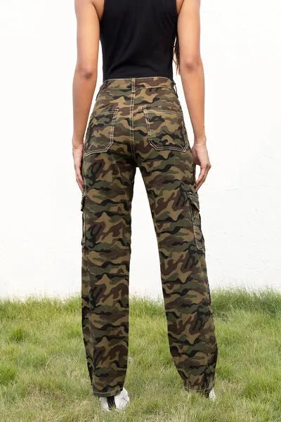 Camo Utility Straight Leg Cargo Trousers