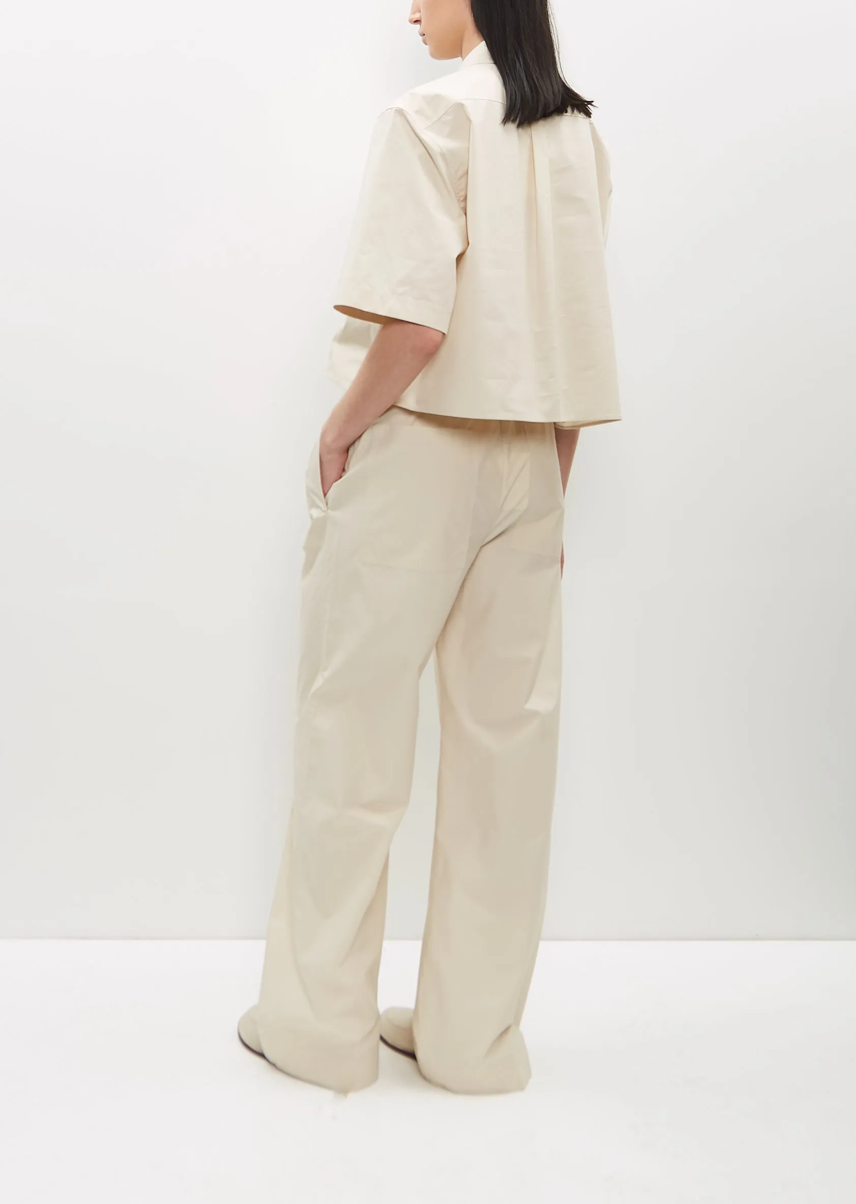 Cotton Drawstring Trousers — Stone