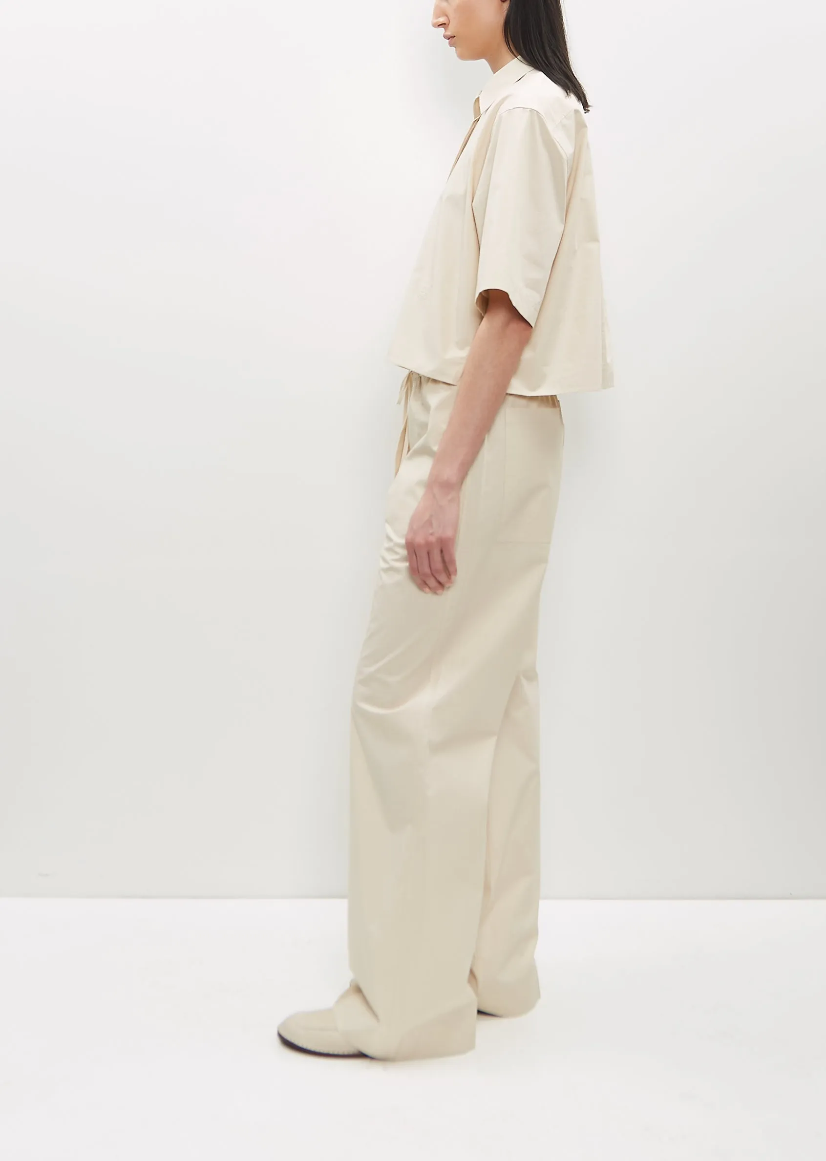 Cotton Drawstring Trousers — Stone