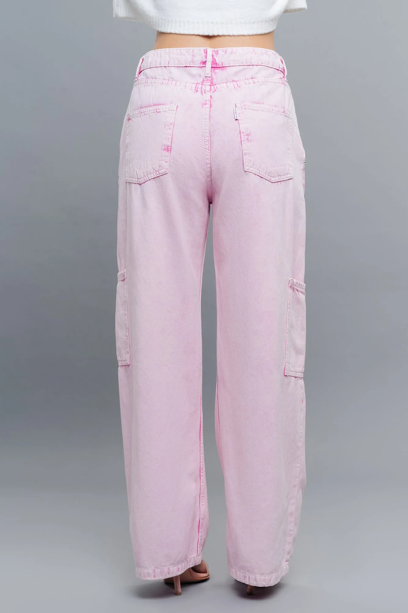 Crepe Pink Cargo Jeans