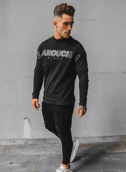 Crocodile Print Crew - Black /White