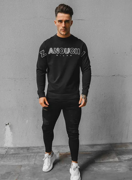 Crocodile Print Crew - Black /White