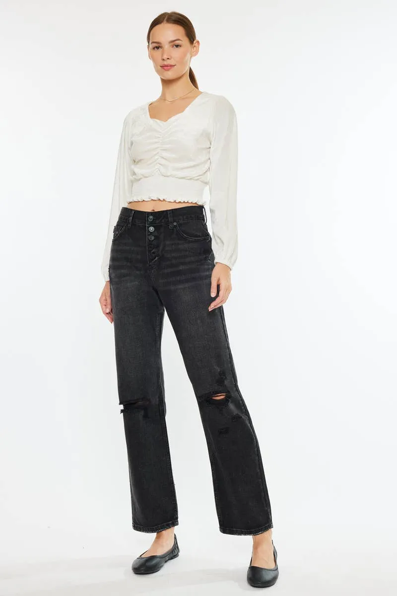 Dark Grey Straight Leg Jean