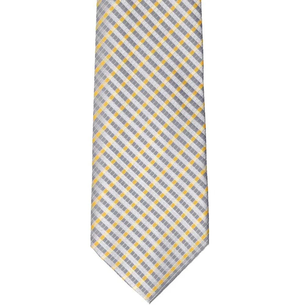 Dark Silver George Plaid Necktie
