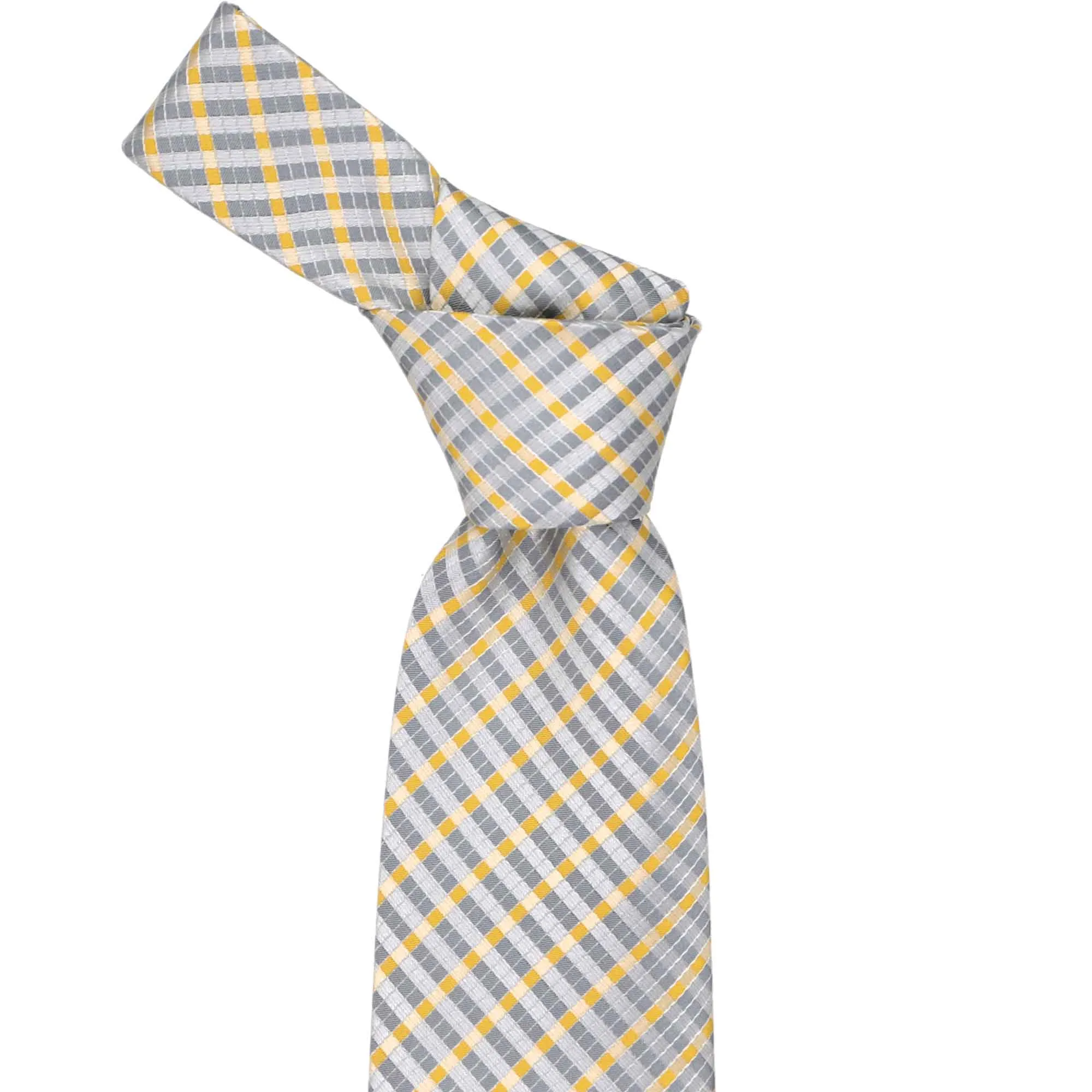 Dark Silver George Plaid Necktie