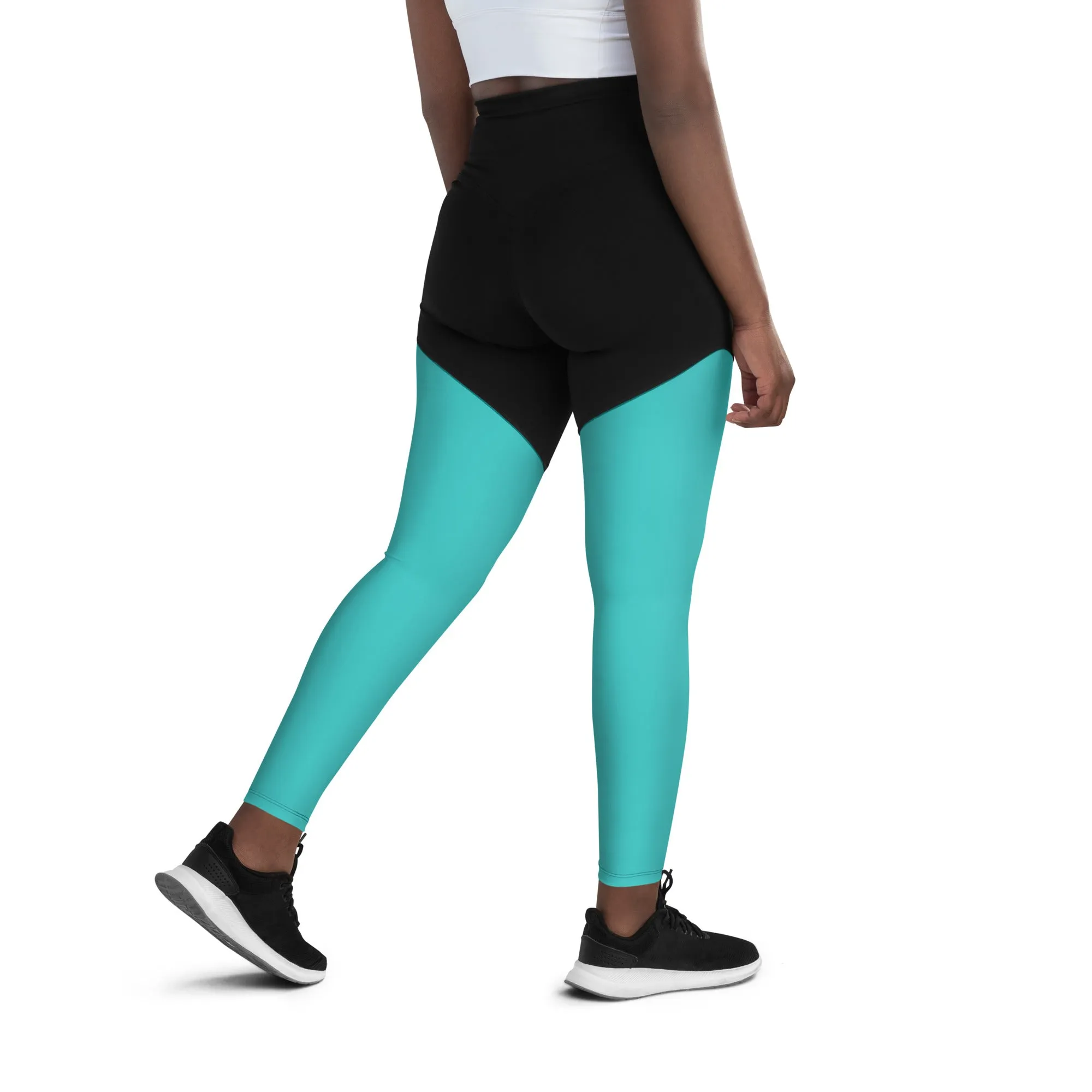 Dark Turquoise Sports Leggings (Glamourange Women Sports Leggings With Design Colour)