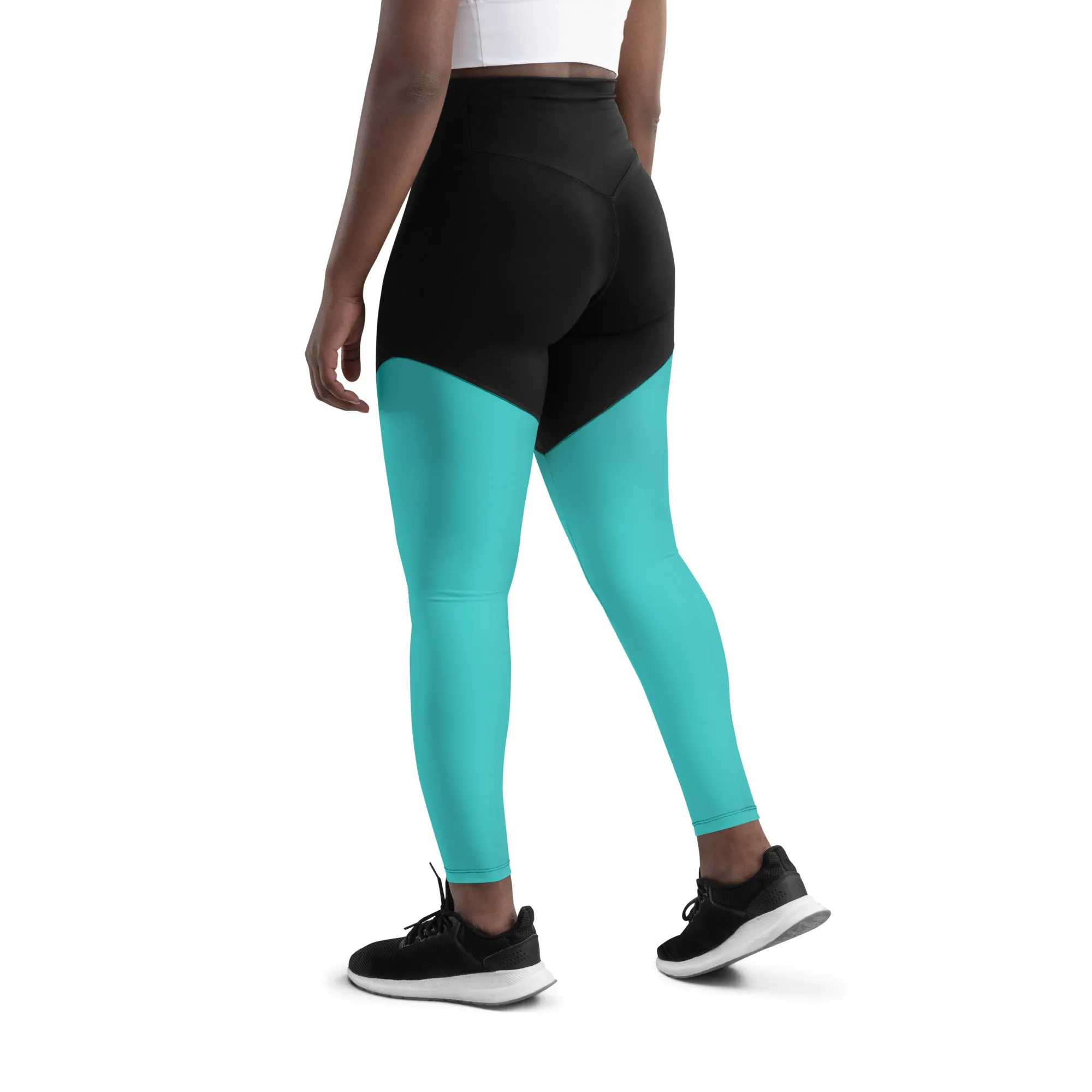Dark Turquoise Sports Leggings (Glamourange Women Sports Leggings With Design Colour)
