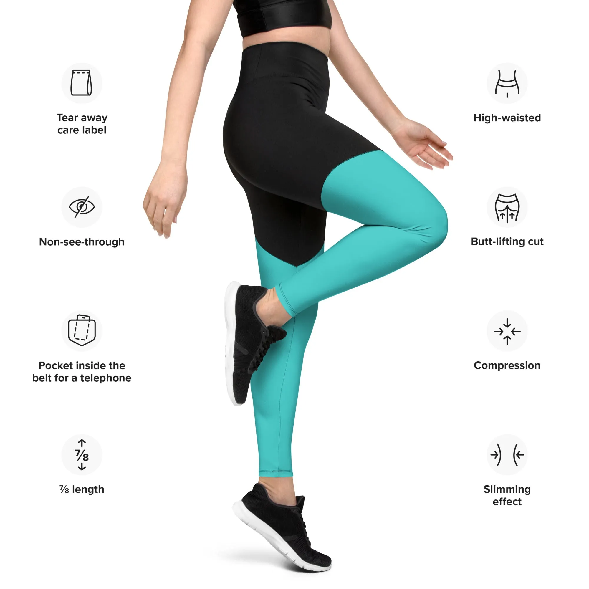 Dark Turquoise Sports Leggings (Glamourange Women Sports Leggings With Design Colour)