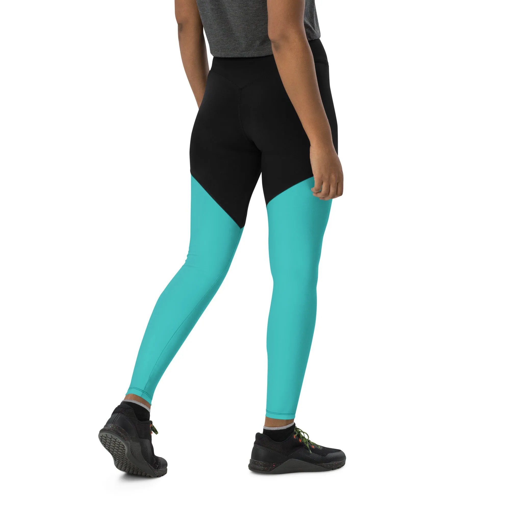 Dark Turquoise Sports Leggings (Glamourange Women Sports Leggings With Design Colour)