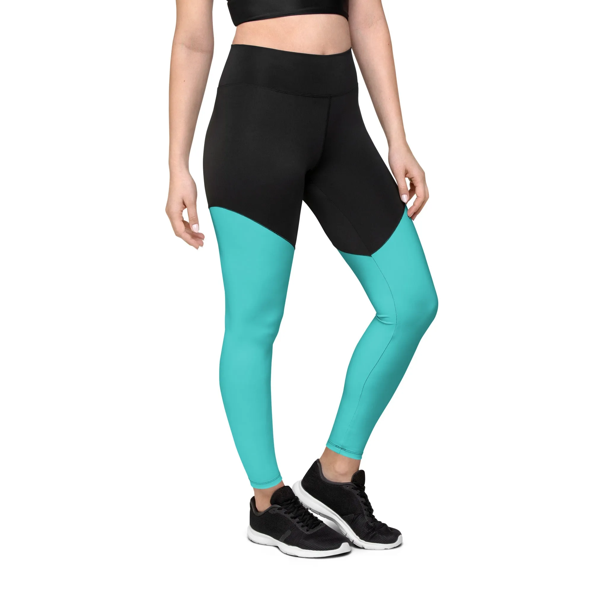 Dark Turquoise Sports Leggings (Glamourange Women Sports Leggings With Design Colour)