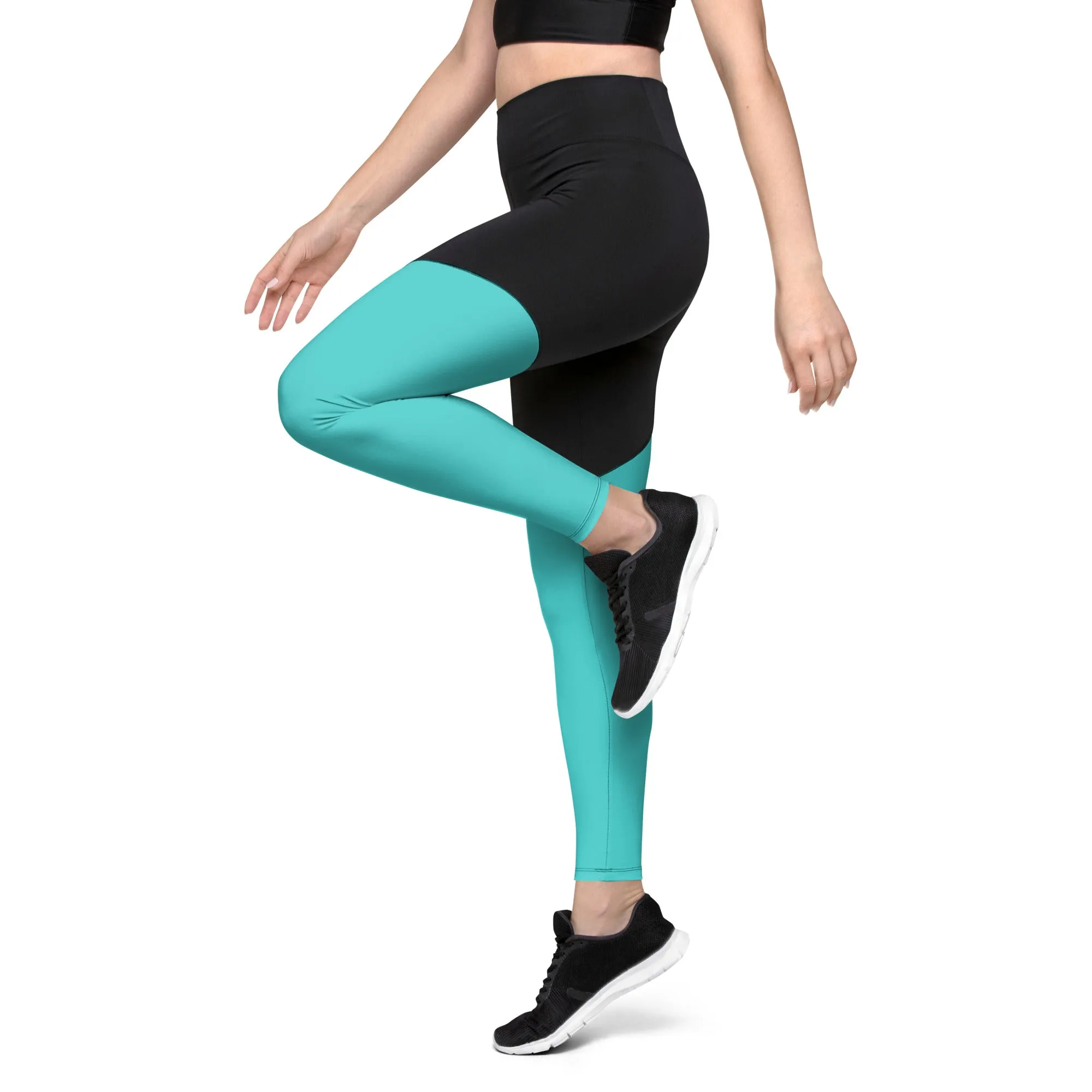 Dark Turquoise Sports Leggings (Glamourange Women Sports Leggings With Design Colour)