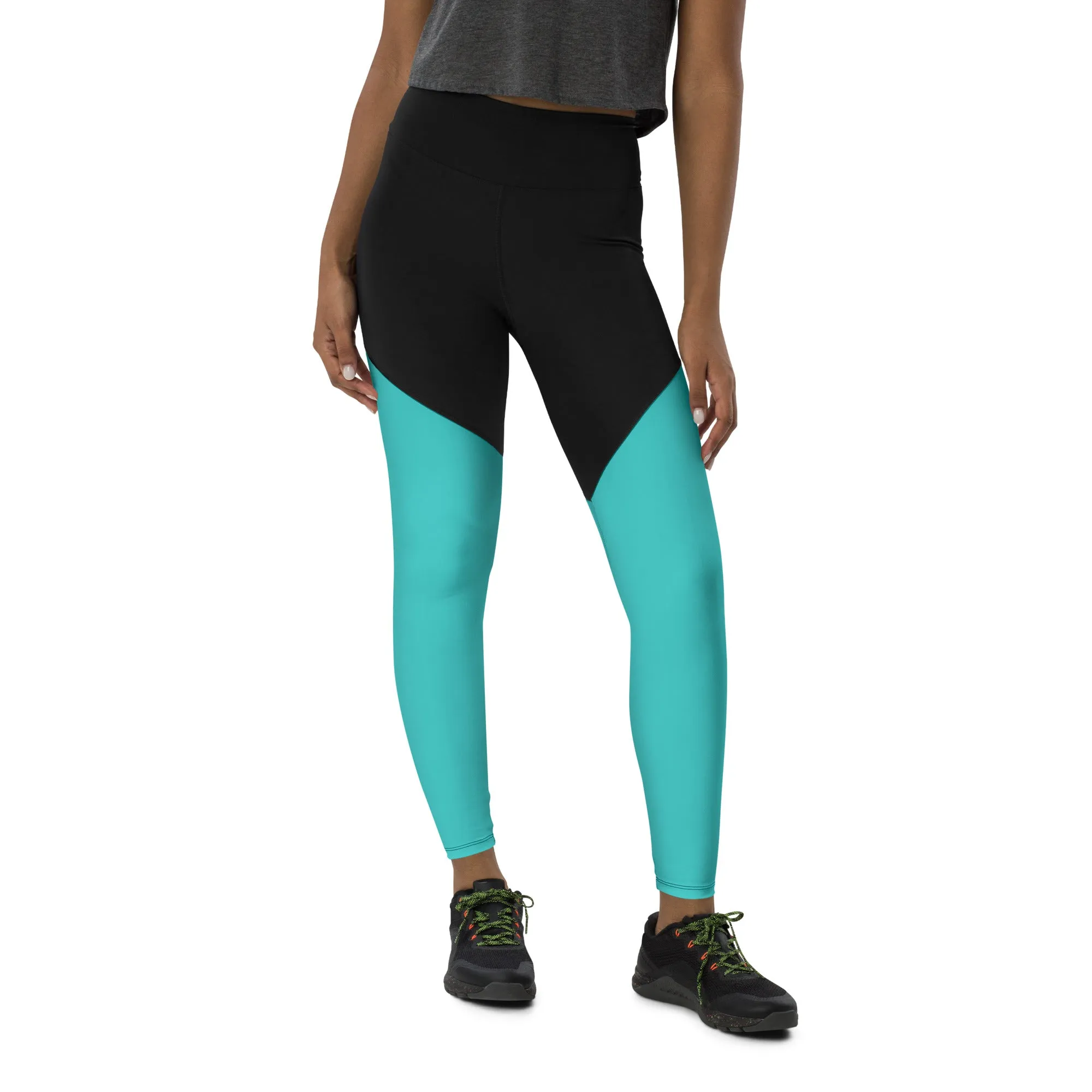 Dark Turquoise Sports Leggings (Glamourange Women Sports Leggings With Design Colour)