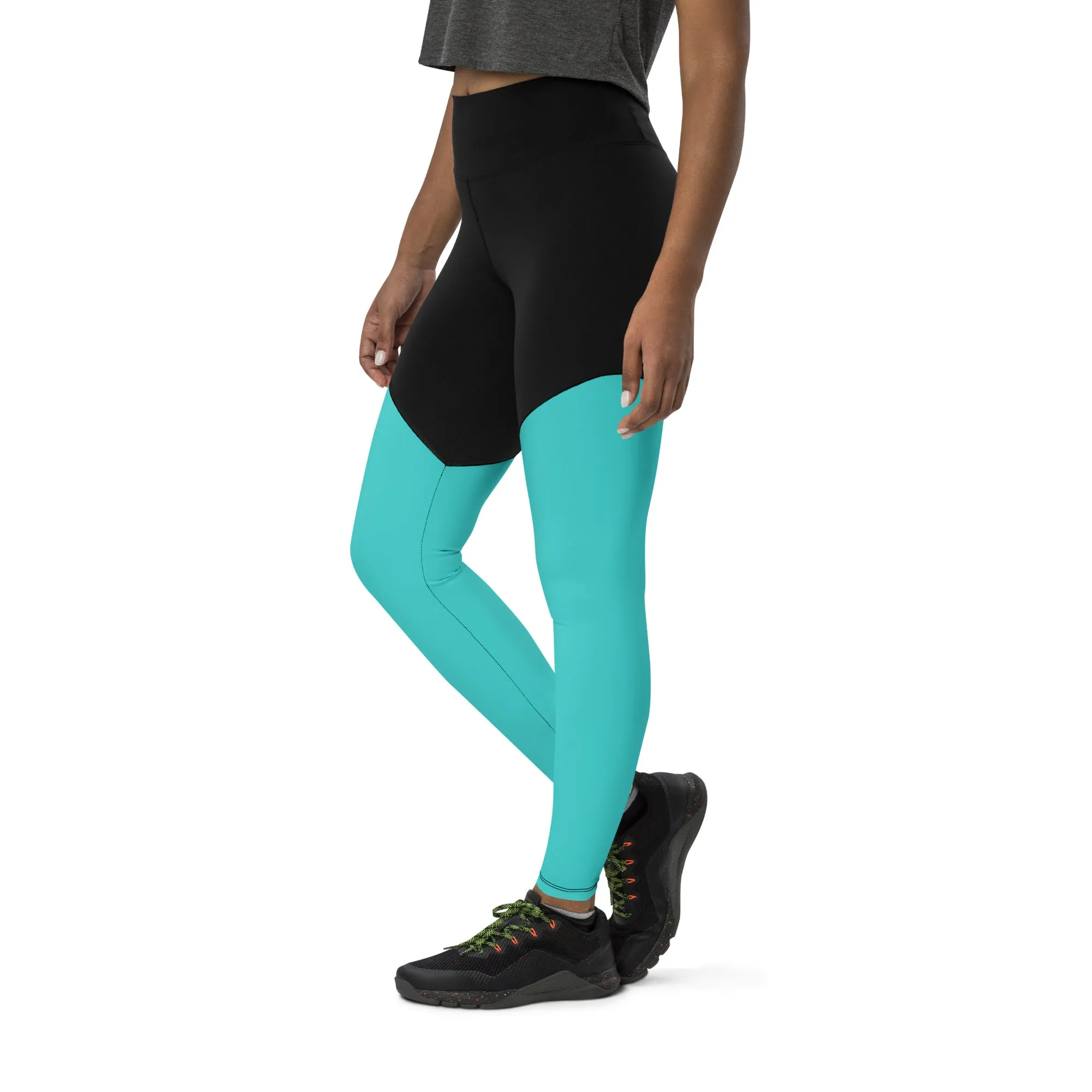 Dark Turquoise Sports Leggings (Glamourange Women Sports Leggings With Design Colour)