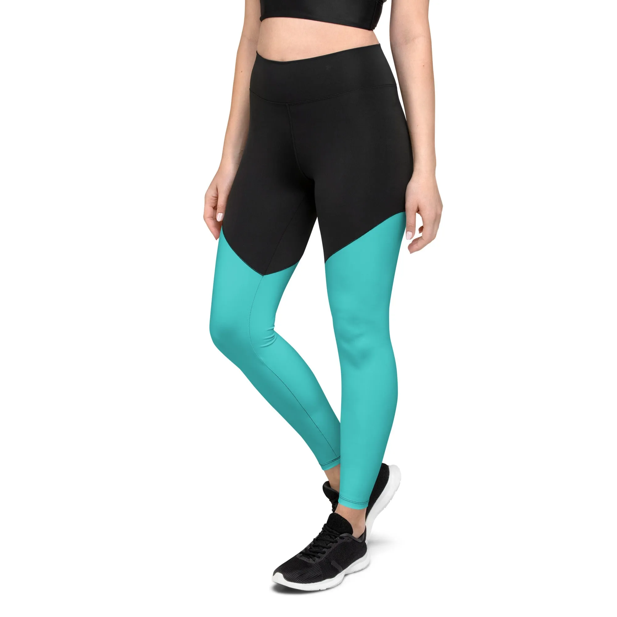 Dark Turquoise Sports Leggings (Glamourange Women Sports Leggings With Design Colour)