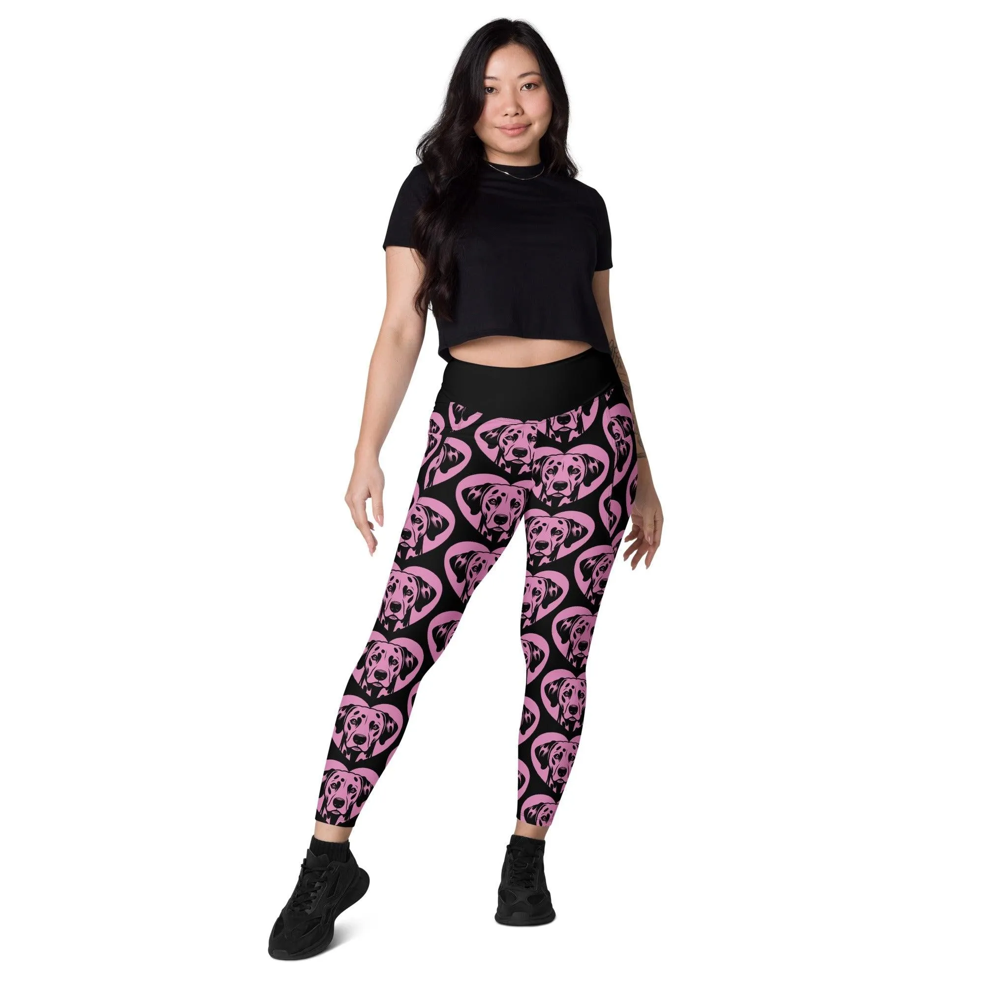 DOG BREED LEGGINGS with pockets - DALMATIAN DOG - HERTTAHOUND - pink
