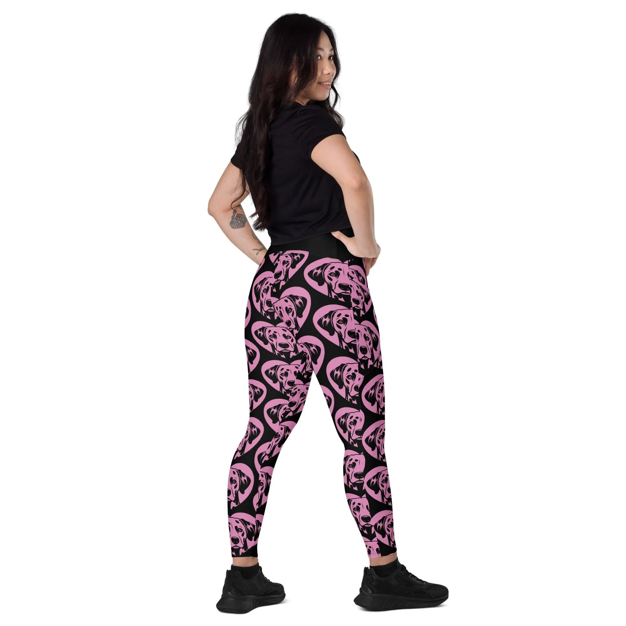 DOG BREED LEGGINGS with pockets - DALMATIAN DOG - HERTTAHOUND - pink